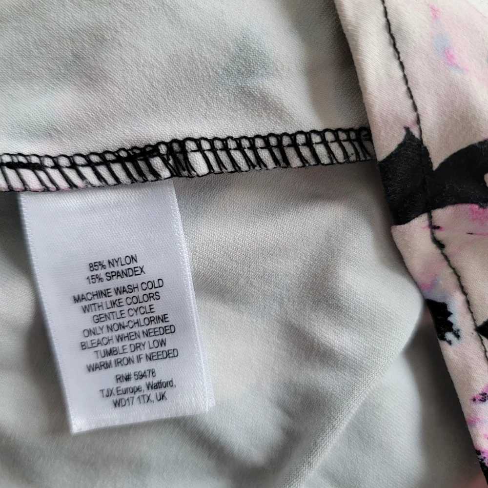 Cynthia Rowley Floral A-Line Skirt - Pink Black Stretch Wide Sweep Medium